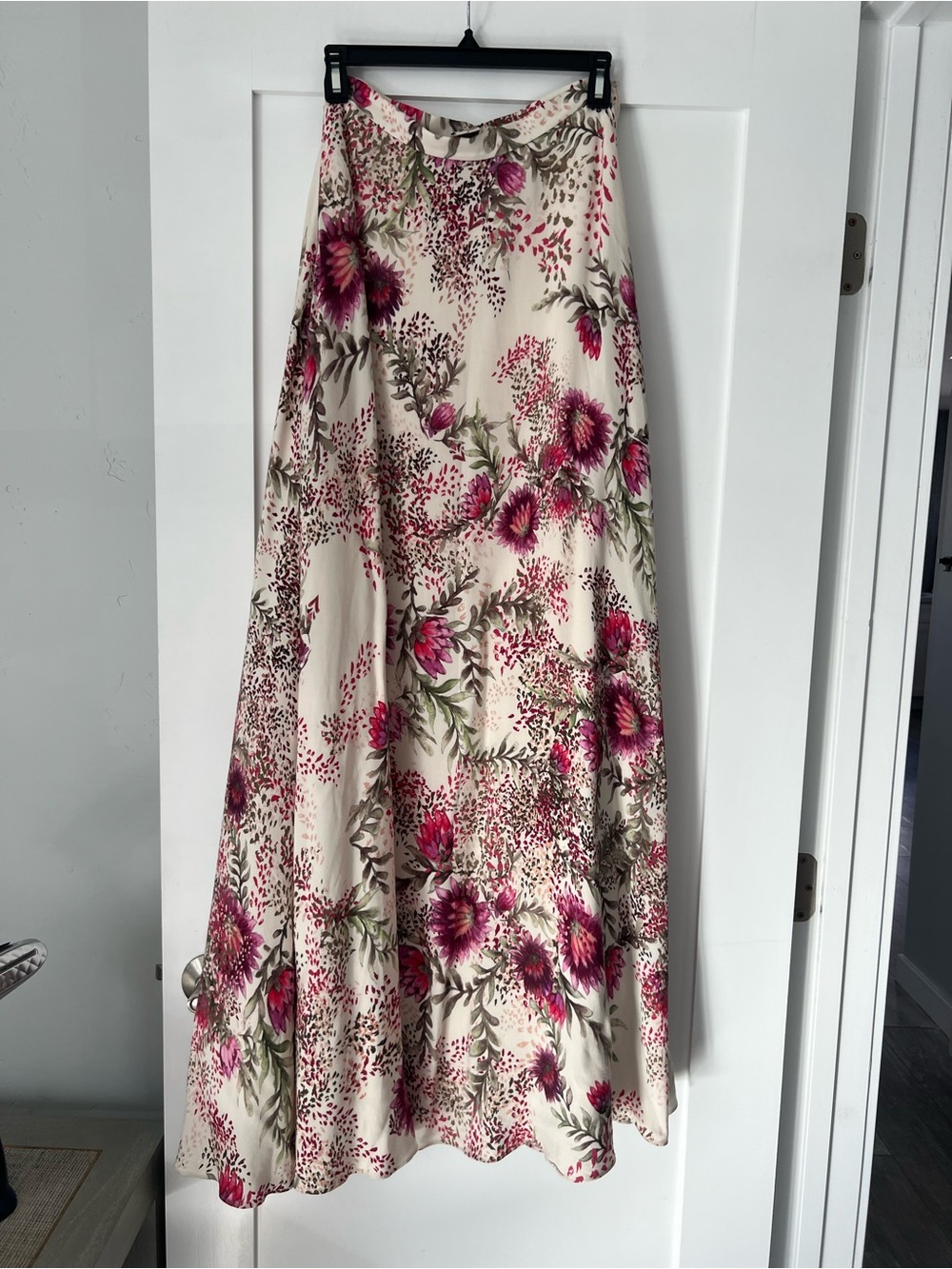 Haute Hippie Ivory Maxi Skirt with Pink Floral Print - Picture 3 of 8